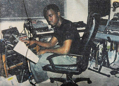 Young Kanye West At Home Studio Making Music Beats