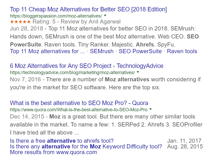 comparaison serps