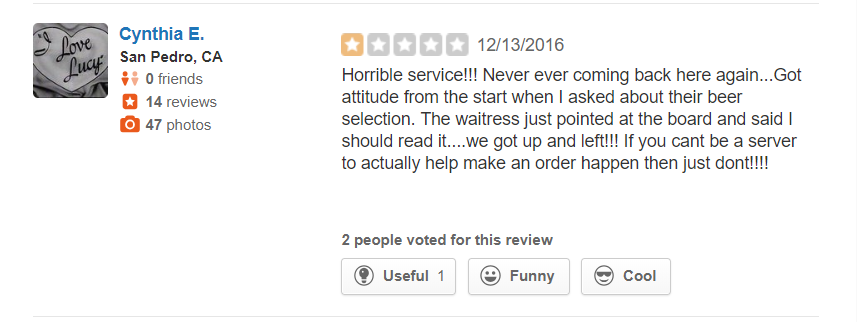 negative yelp review