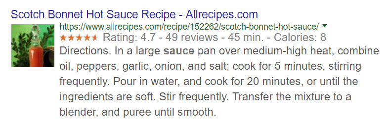 Schema Recipe SERPs