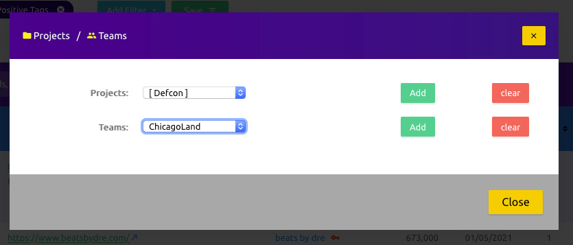 Rank Tracking: Filter Projects / Teams Rank Tracking: Filter Projects / Teams