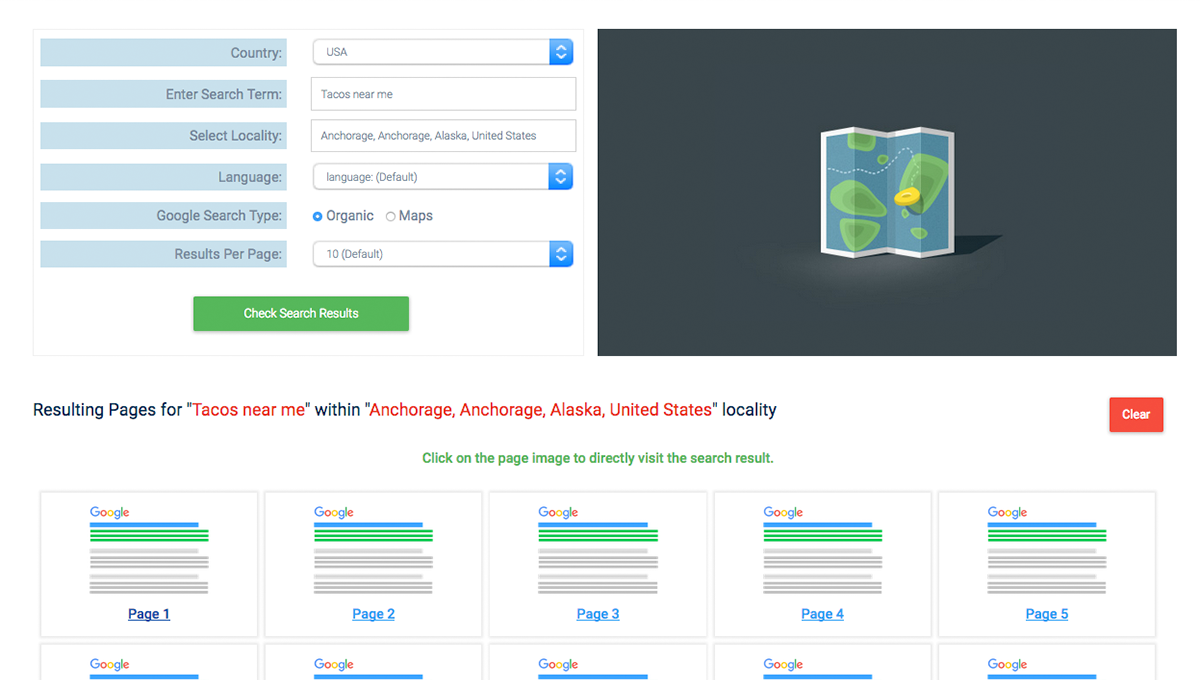 SERPWoo's Local Search Results Checker Tool